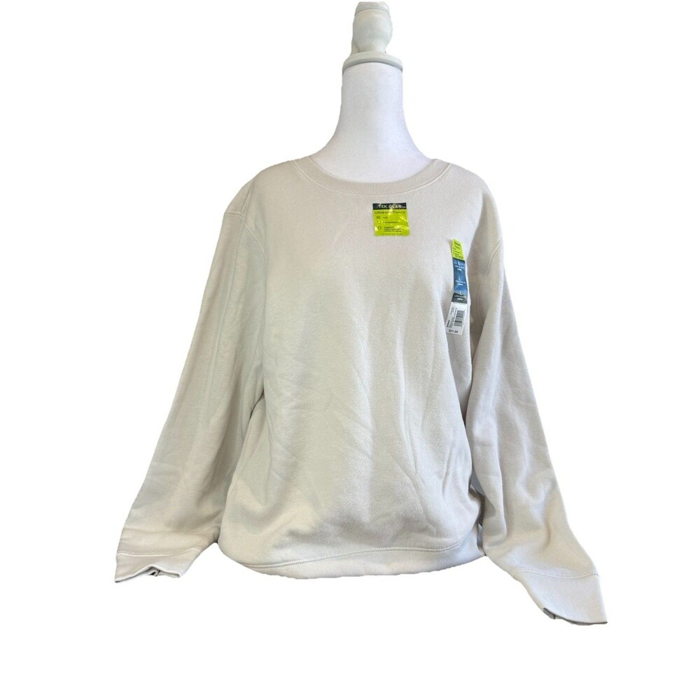Tek Gear Ultrasoft Fleece Sweater Womens Large Light Gray Ivory Sweatshirt NWT